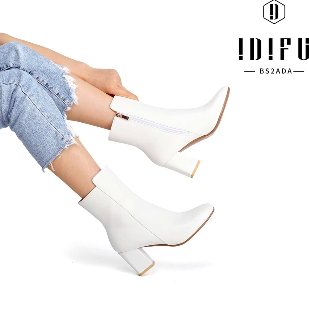White ankle boot heels